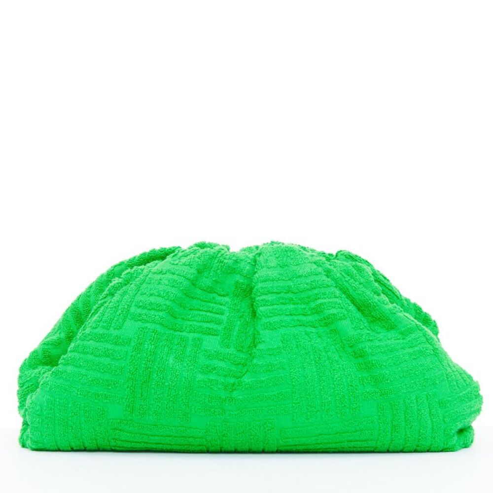 Bottega Veneta The Pouch green terrycloth frame clutch bag